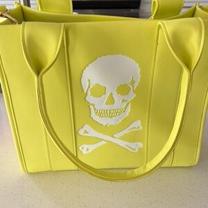 Betsey Johnson Neon Yellow Skull Tote